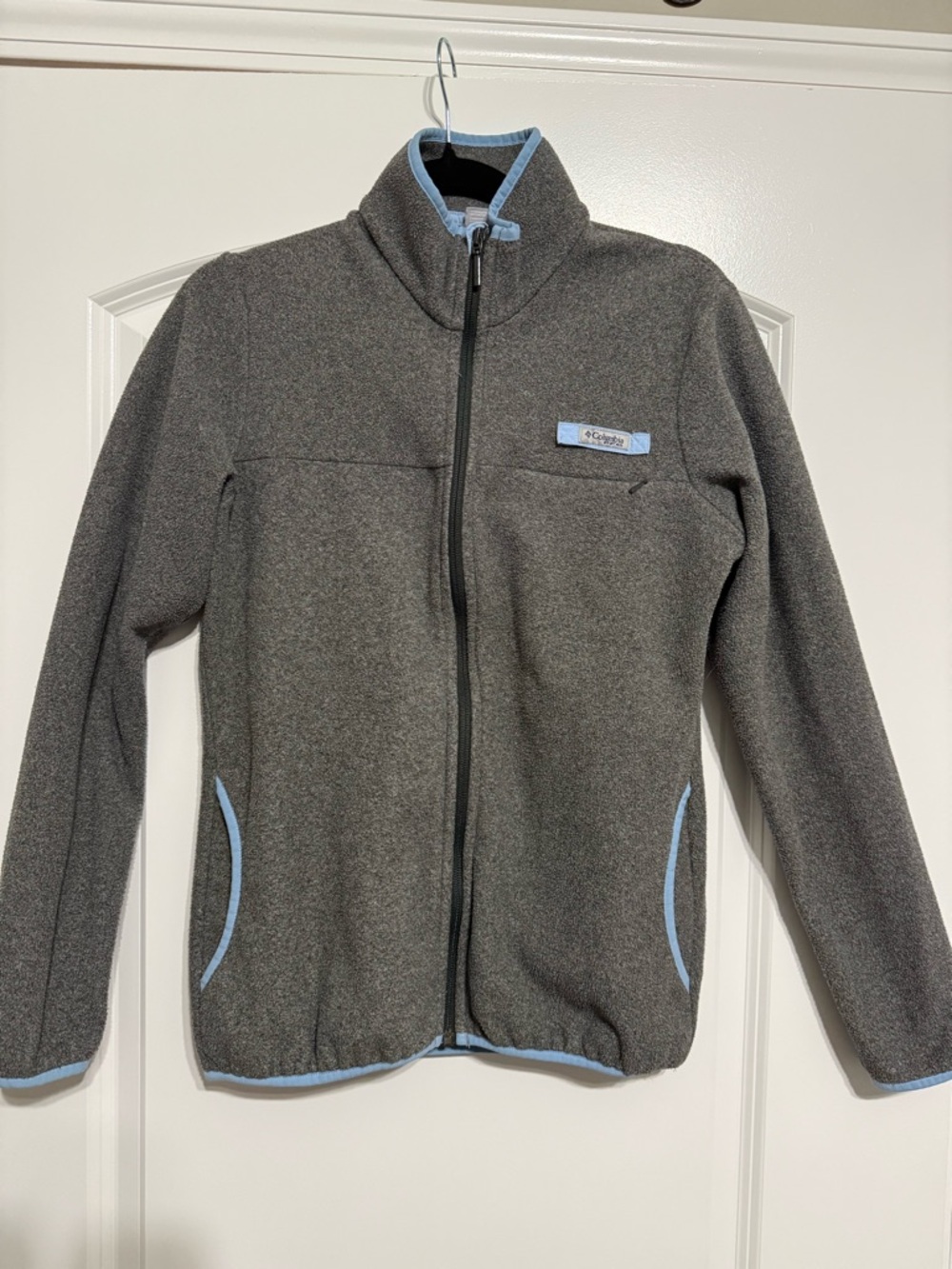 Columbia Gray Fleece Jacket with Light Blue Trim